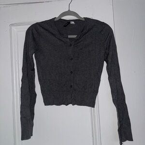 H&M Charcoal Button-Up Light Sweater